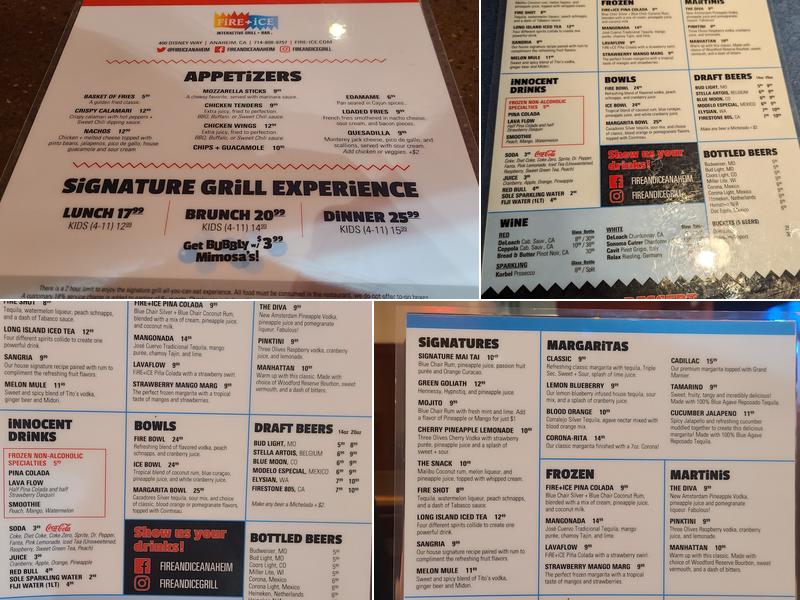 FiRE+iCE Interactive Grill & Bar Menu