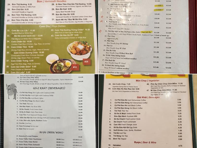 Phở Vie Restaurant Menu