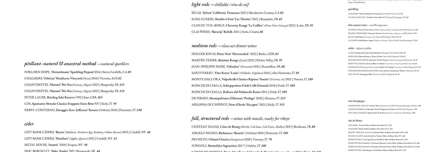 Deer Mountain Inn Menu