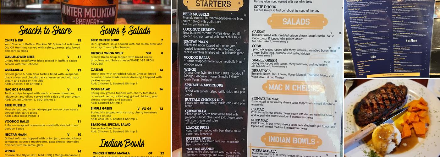 Hunter Mountain Brewery Menu