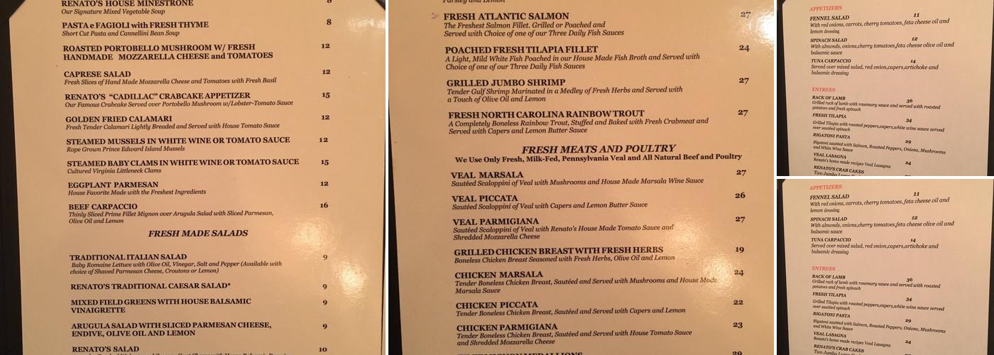 Renato at River Falls Menu