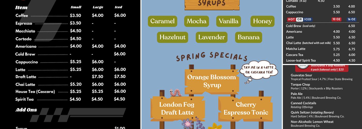Blip Roasters Menu