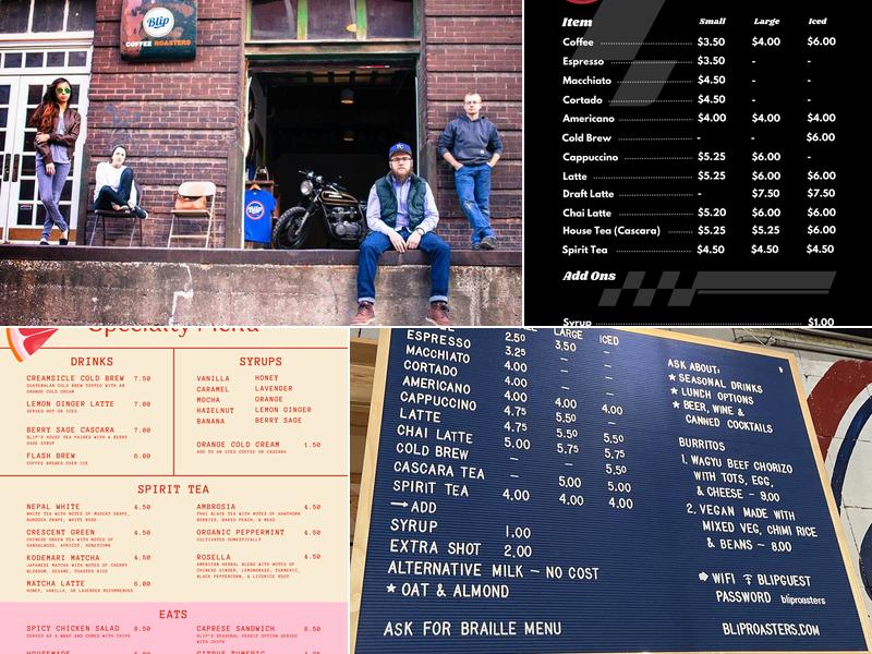 Blip Roasters Menu