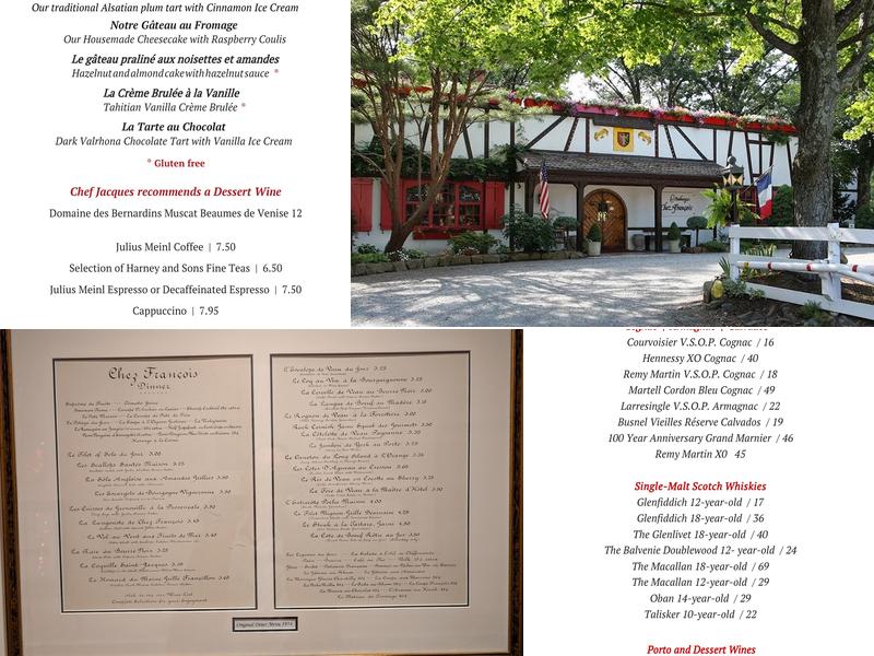 L'Auberge Chez Francois Menu