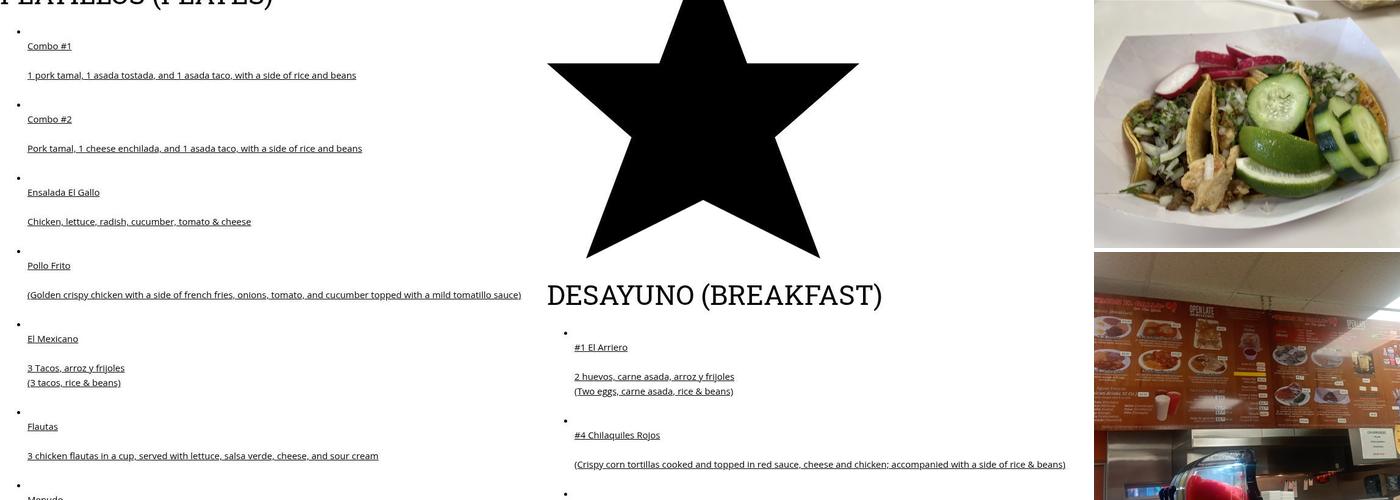 Tacos El Gallo Menu