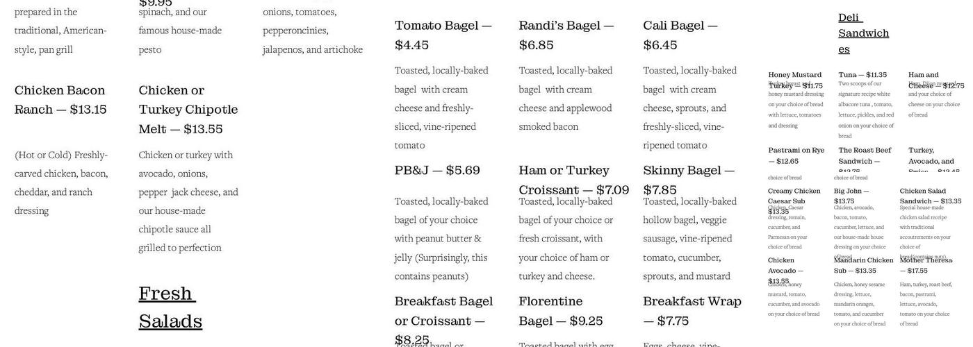 Cafe Lorel Menu