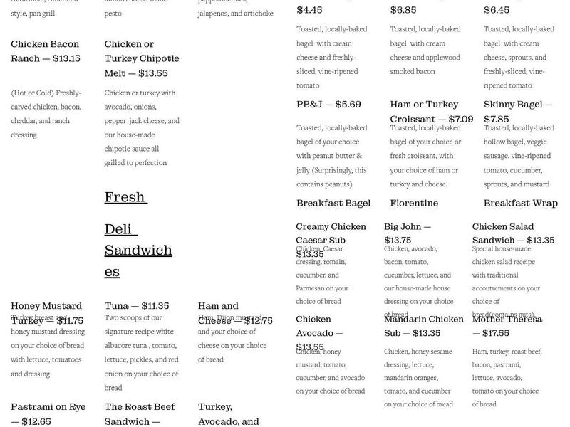 Cafe Lorel Menu