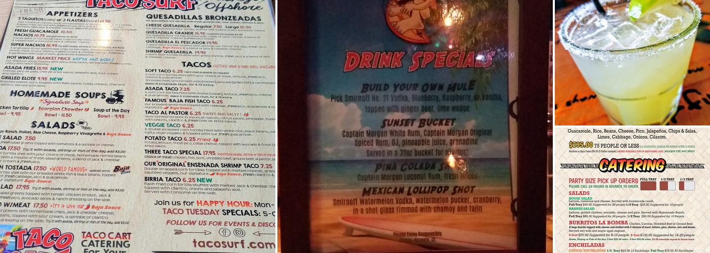 Taco Surf Menu