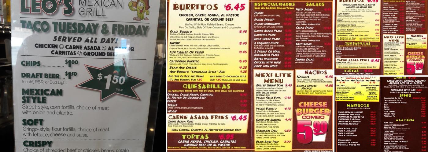 Leo's Mexican Grill Menu