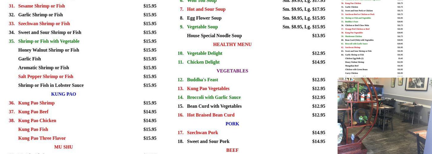 Eggroll King Menu