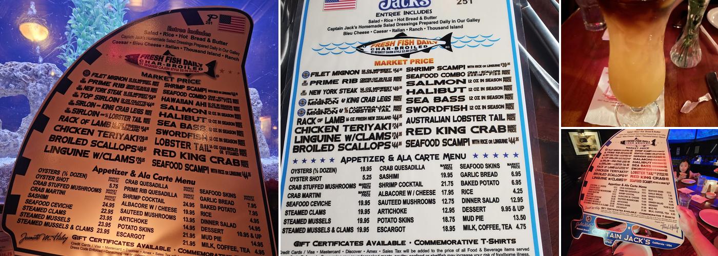 Captain Jack's Menu