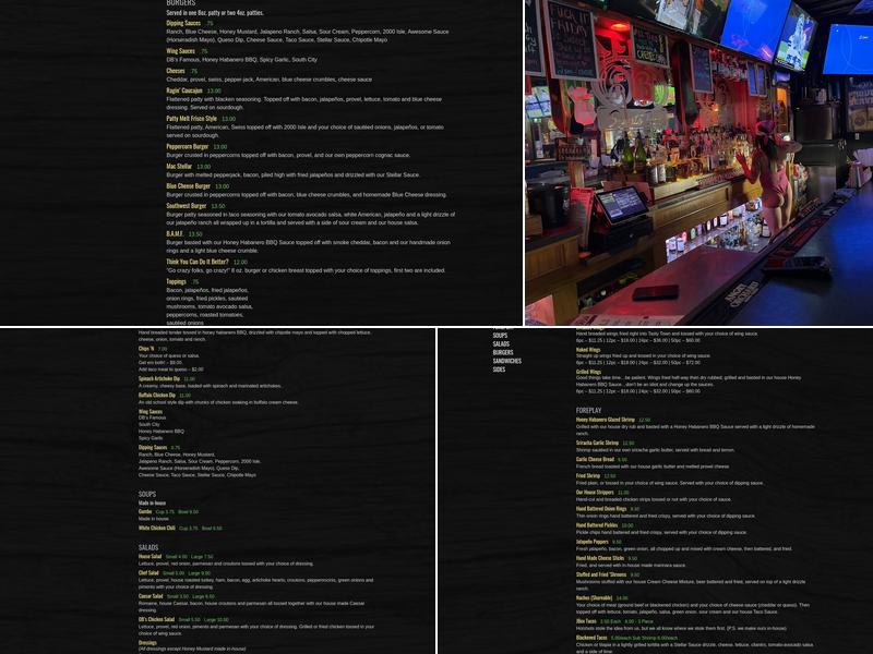 DB's Sports Bar Menu