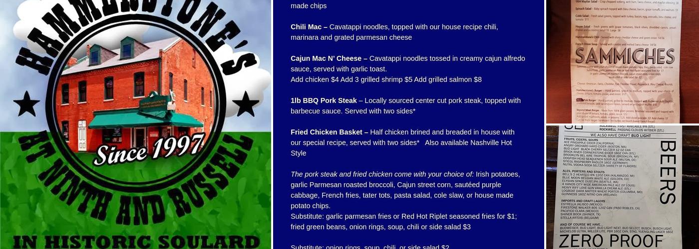 Hammerstone's Menu