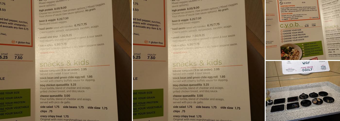 Crazy Bowls and Wraps Menu