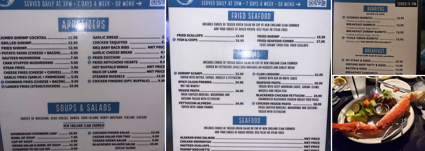 J King Neptune's Restaurant Menu