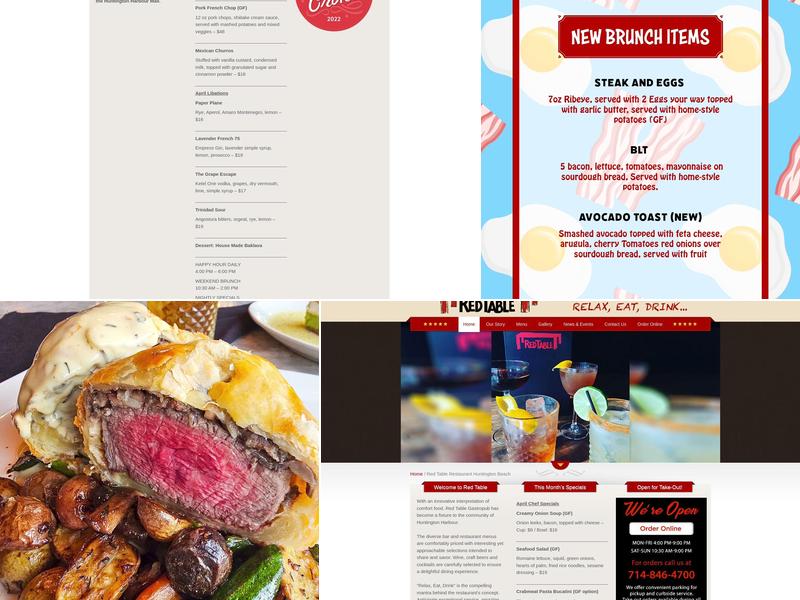 Red Table Restaurant Menu