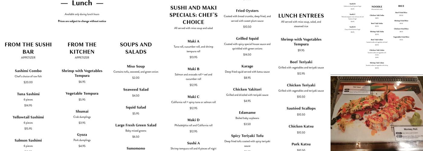 Crazy Sushi Menu