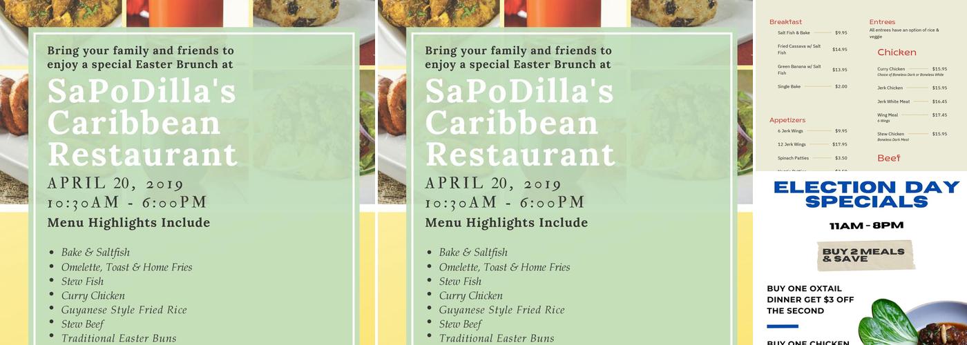 Sapodilla's Caribbean Restaurant And Catering Menu