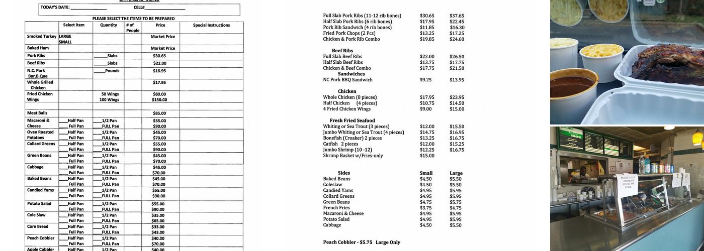 Smokeshack Ribs Restaurant Menu