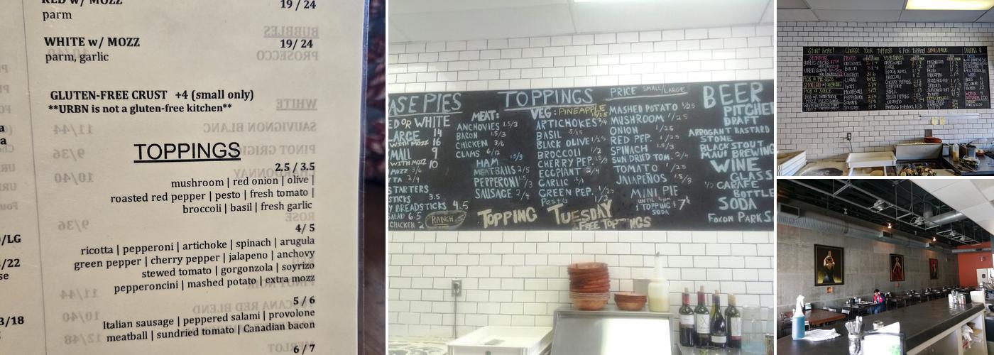 URBN Coal Fired Pizza Menu