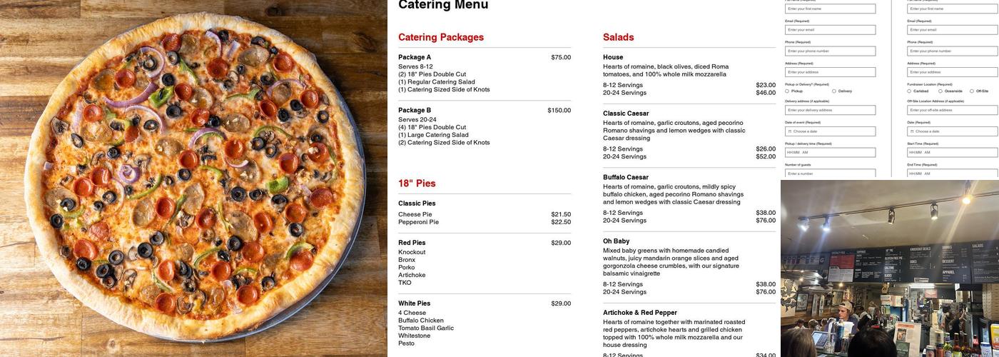 Knockout Pizza Menu