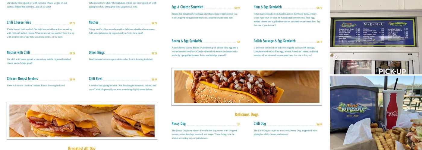 Nessy Burgers Menu