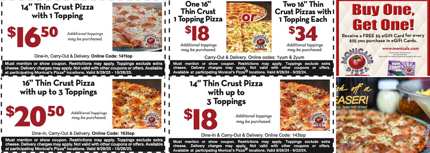 Monical's Pizza Menu