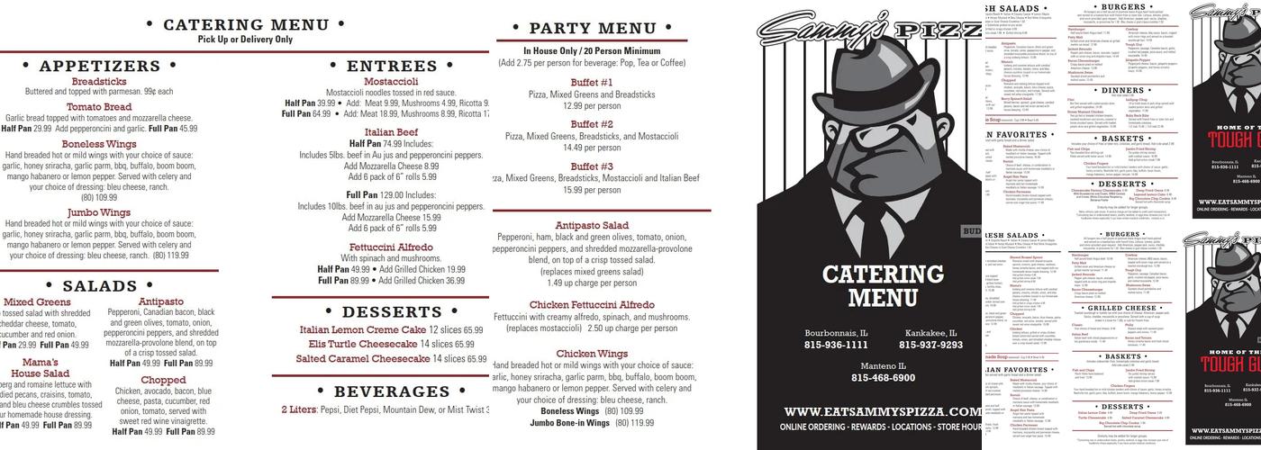 Sammy's Pizza Menu