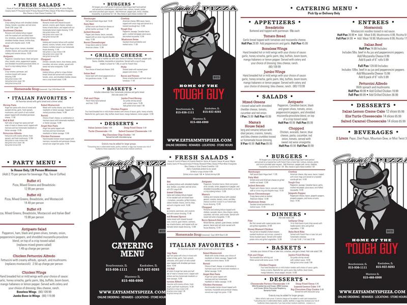 Sammy's Pizza Menu