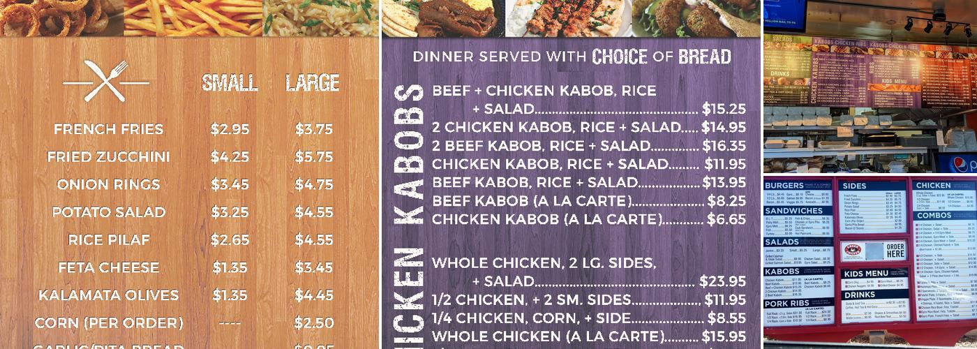 Greek Style Chicken Menu