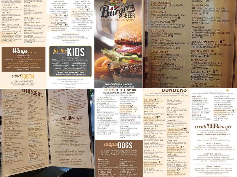 Burgers & Beer Menu