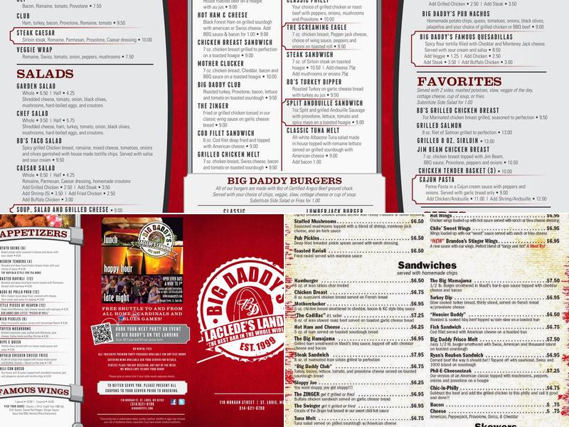 Big Daddy's on The Landing Menu