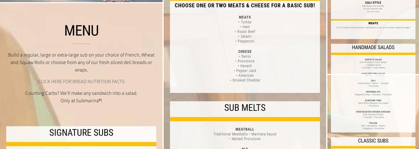 Submarina Menu