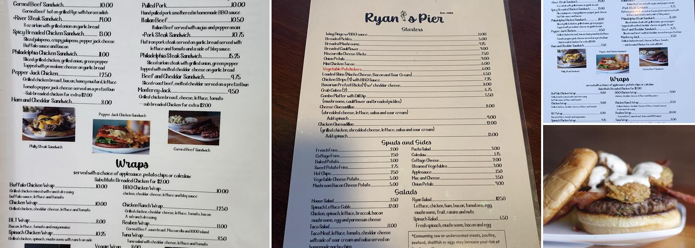 Ryans Pier Menu