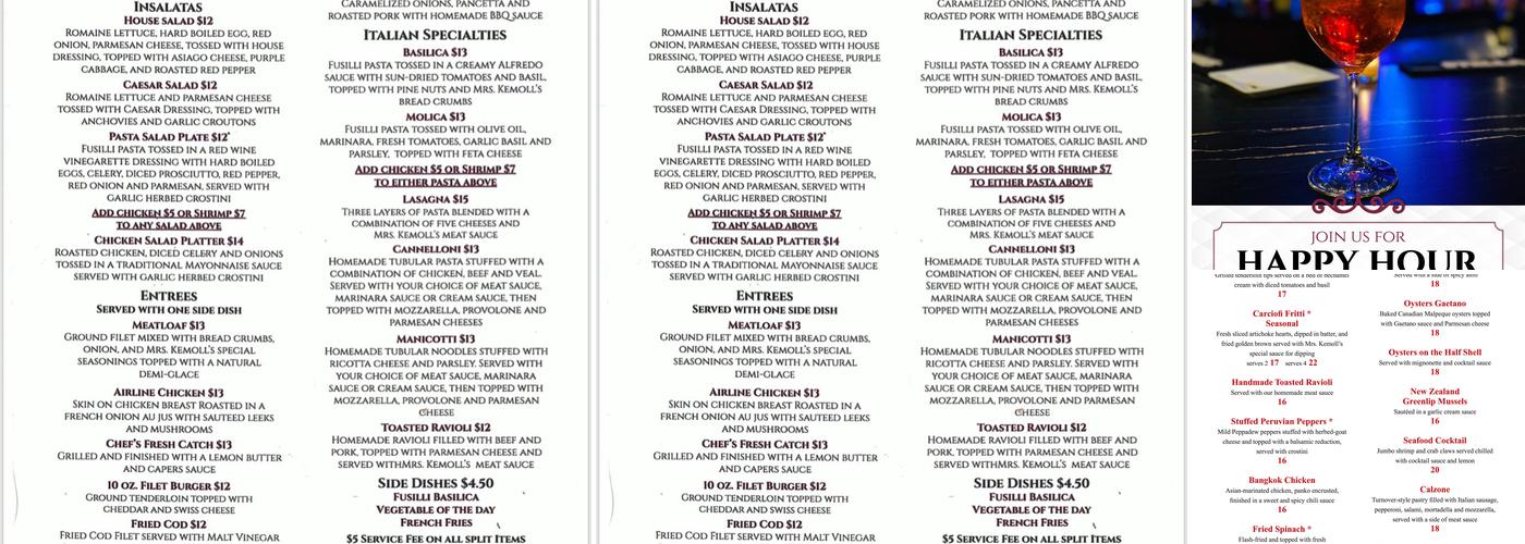Kemoll's Menu