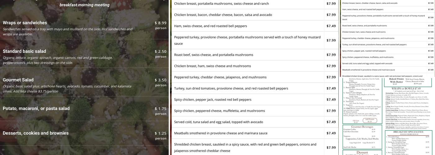 Johnny's Rutherford Cafe Menu