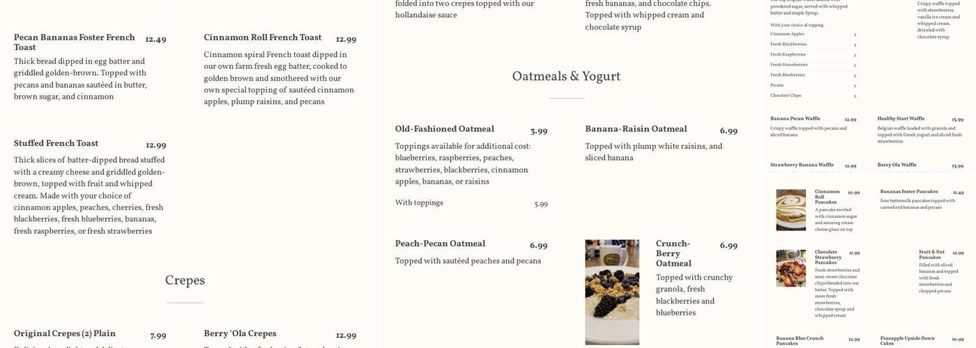 Yolks & Berries Menu