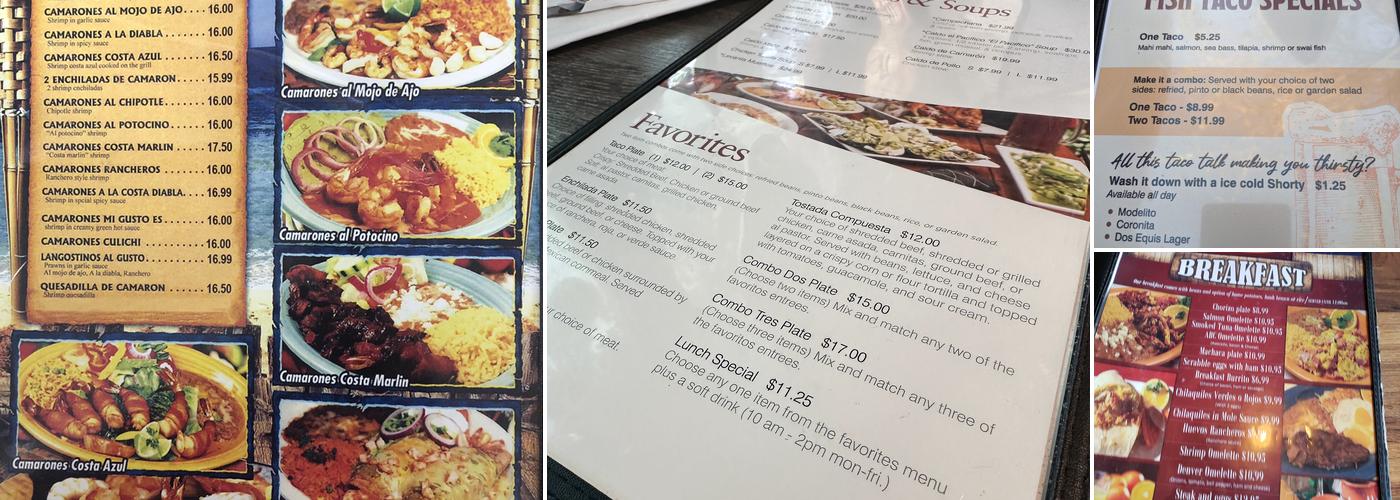 Mariscos El Pacifico Fallbrook Menu