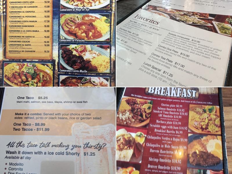 Mariscos El Pacifico Fallbrook Menu