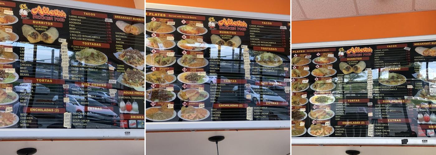 Alberto's Mexican Food Menu