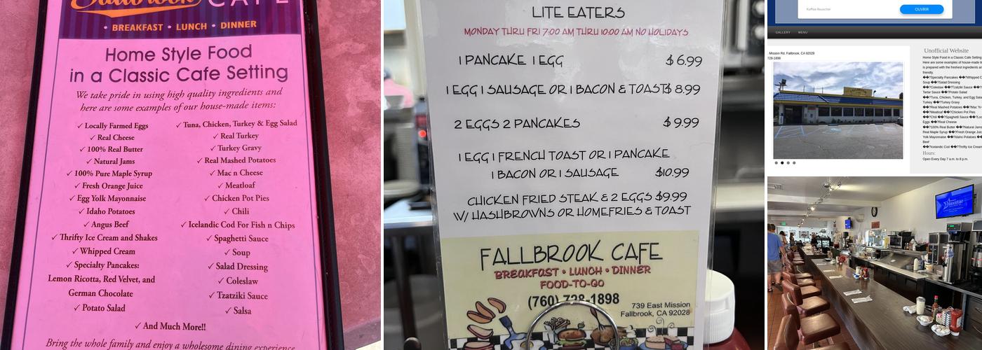 Fallbrook Cafe Menu