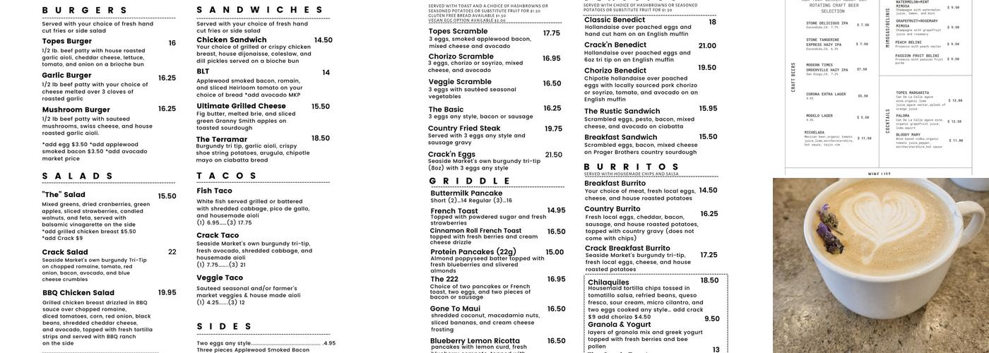 Café Topes Menu