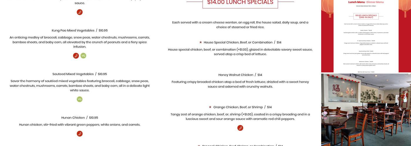 Wan Fu China Bistro Menu