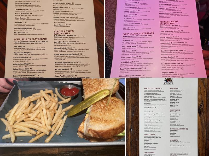 BeachFire Bar & Grill Menu