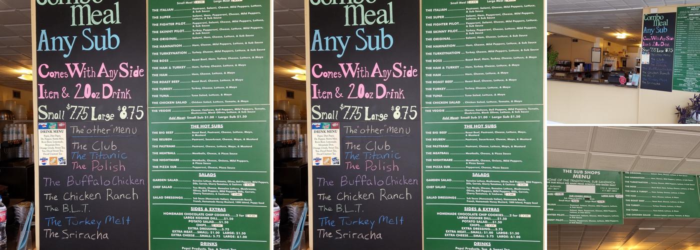 Sub Shop Menu