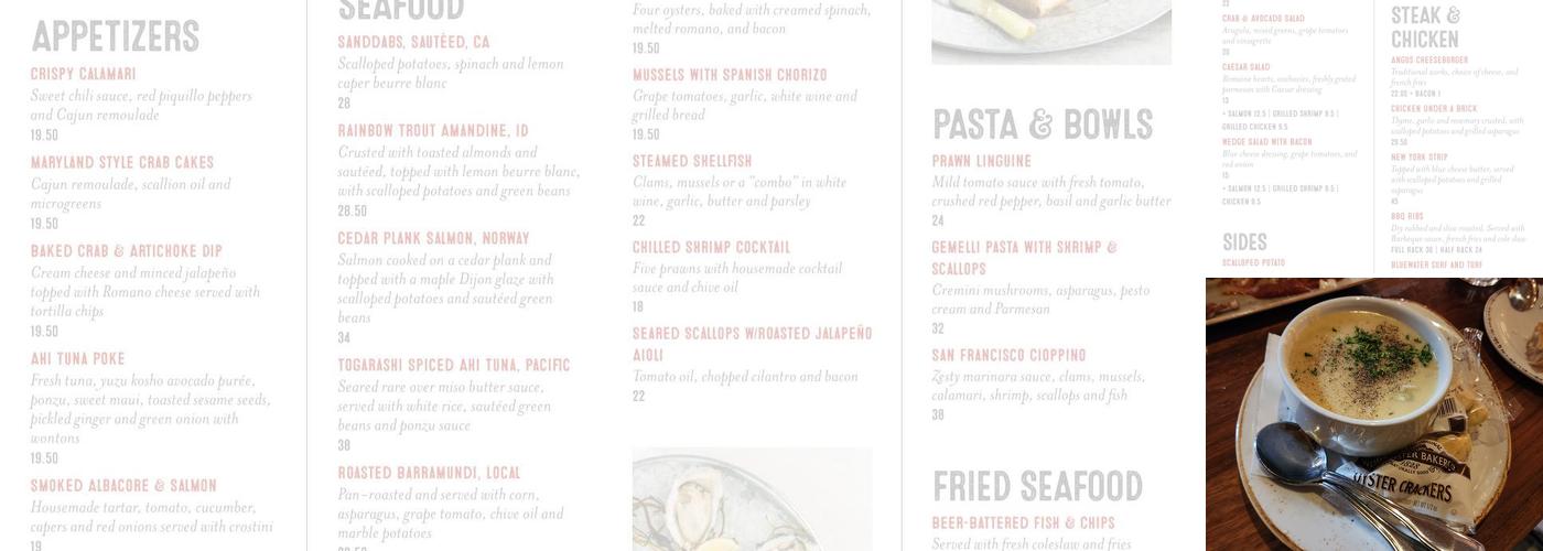 Bluewater Grill Menu