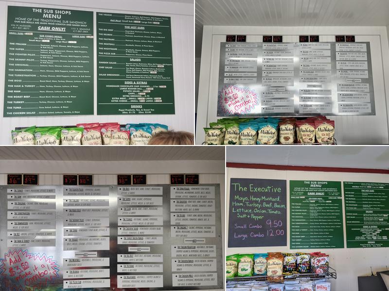 The Sub Shop Menu