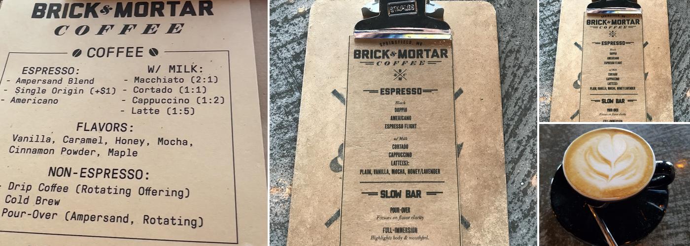 Brick & Mortar Coffee Menu