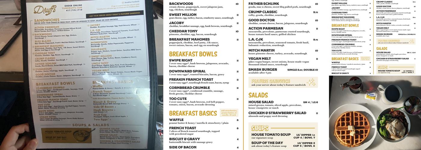 Druff's Menu