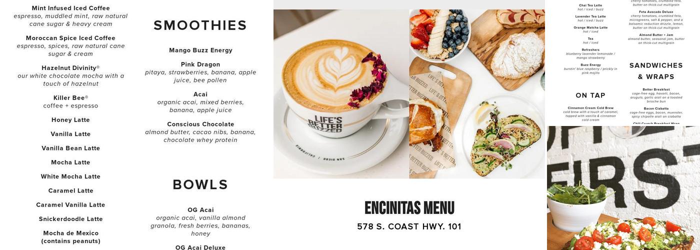 Better Buzz Coffee Encinitas Menu